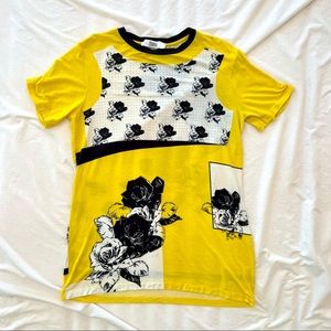 Prabal Gurung Yellow White Black Graphic Pattern T-Shirt — L